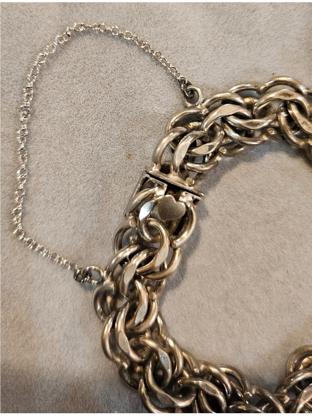 Vintage Sterling Silver Chunky Charm Bracelet